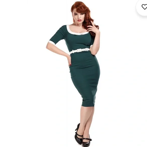collectif green dress Kendra Velvet Wrap Dress main image 1